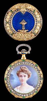 1143. SMYCKEUR, guld, rosenstenar, emalj, Haas, Neveux & Co, Geneve-Paris. 1800/1900.