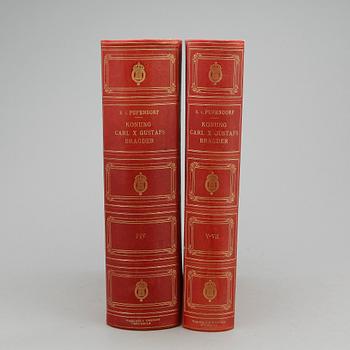 BÖCKER, 2 vol, "Konung Carl X Gustafs Bragder", Samuel von Pufendorf, Wahlström & Widstrand, 1915.