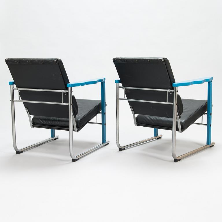 YRJÖ KUKKAPURO, a pair of 1980's 'Experiment arm chairs' for Avarte.