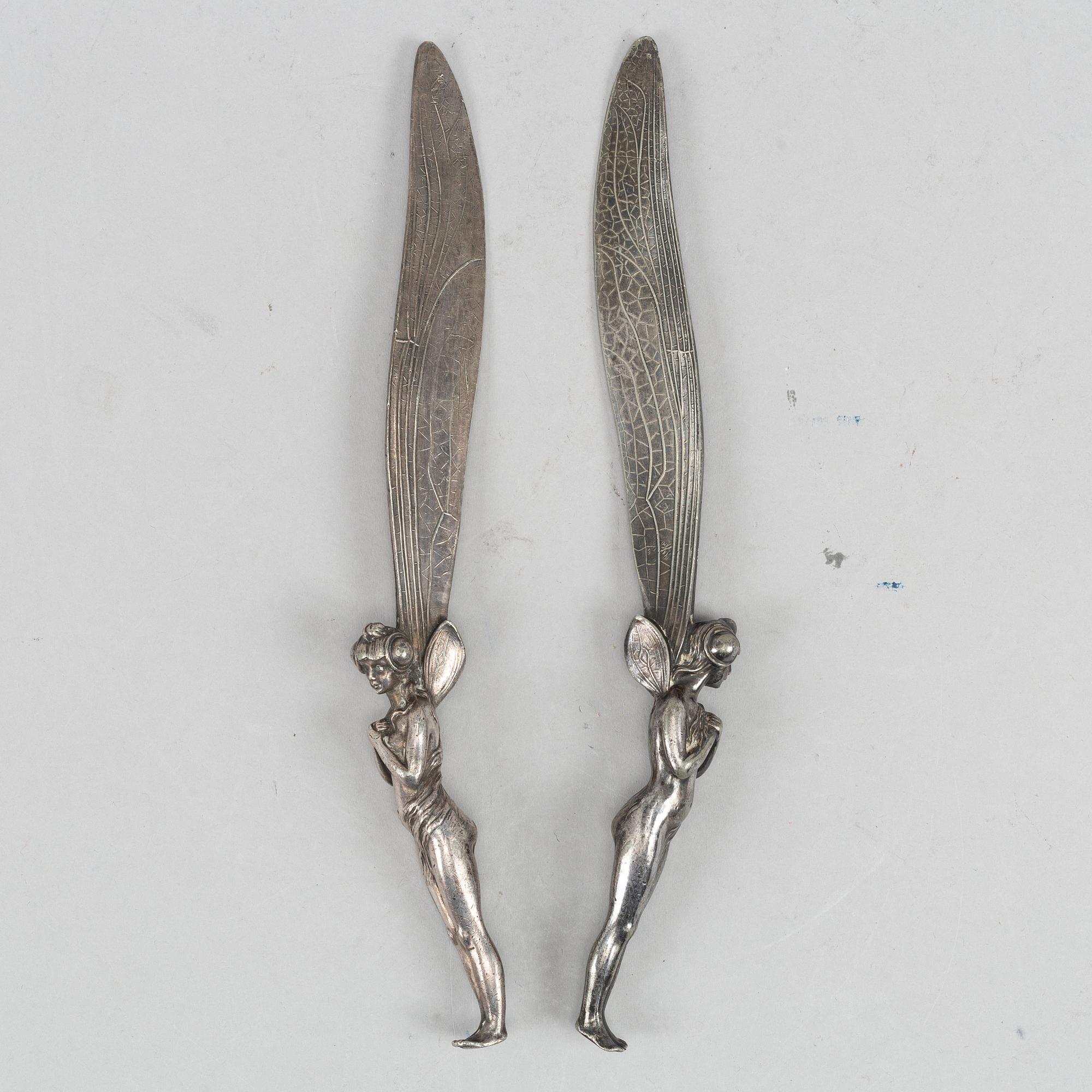 A pair of Art Nouveau fairy letter openers, early 20th Century.