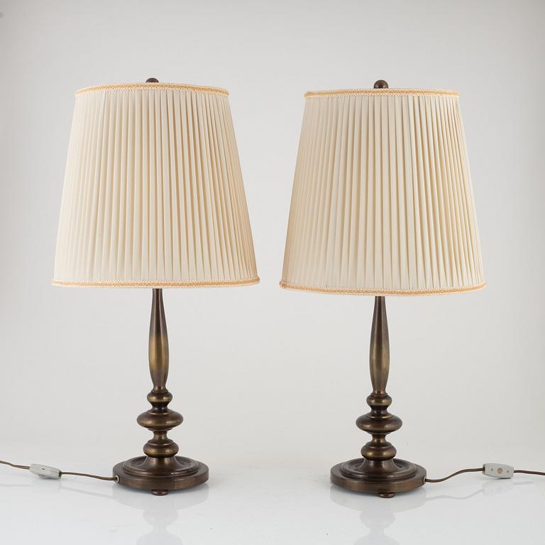Table lamps, a pair, from around the mid-20th Century.