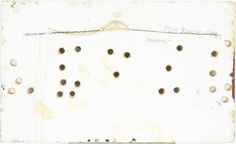 Max Mikael Book, mixed media on panel, signed and dated 1989 verso.