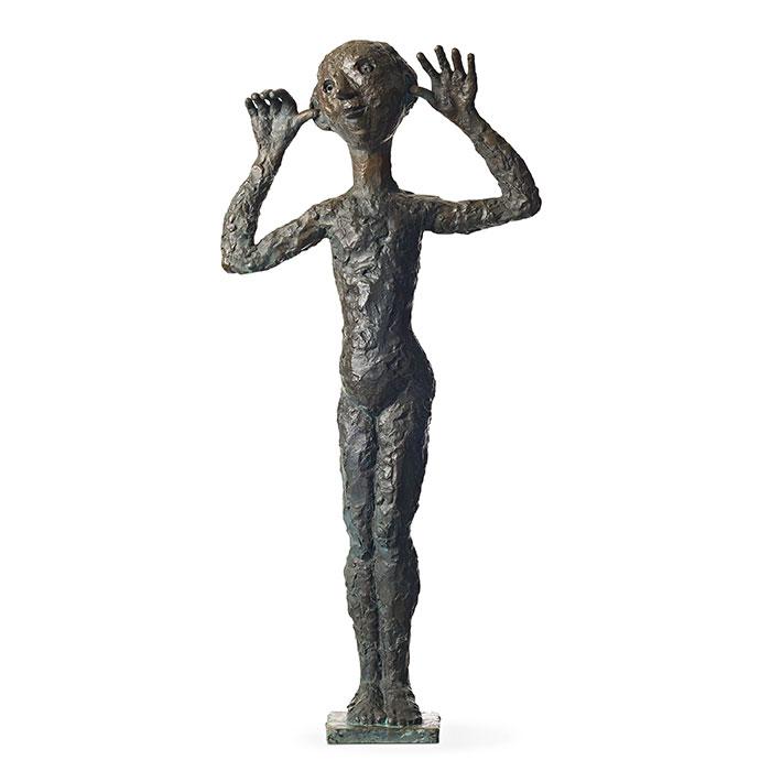 "Flicka med tummar i öronen"