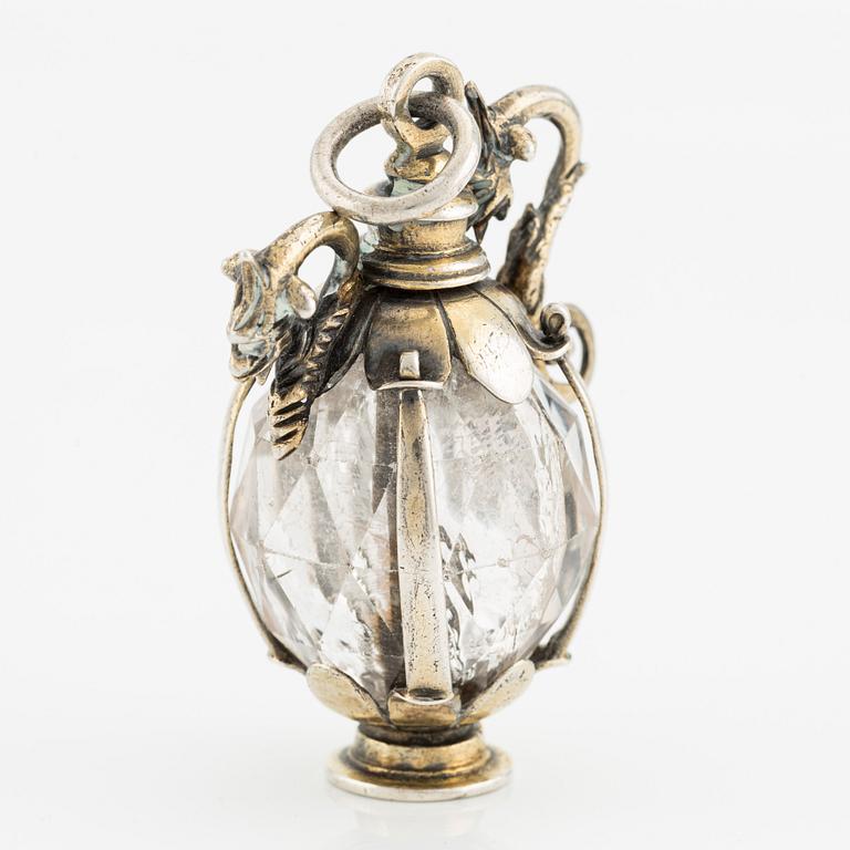A presumably North European Renaissance rock crystal and silver-gilt pendant, 16th - 17th century.