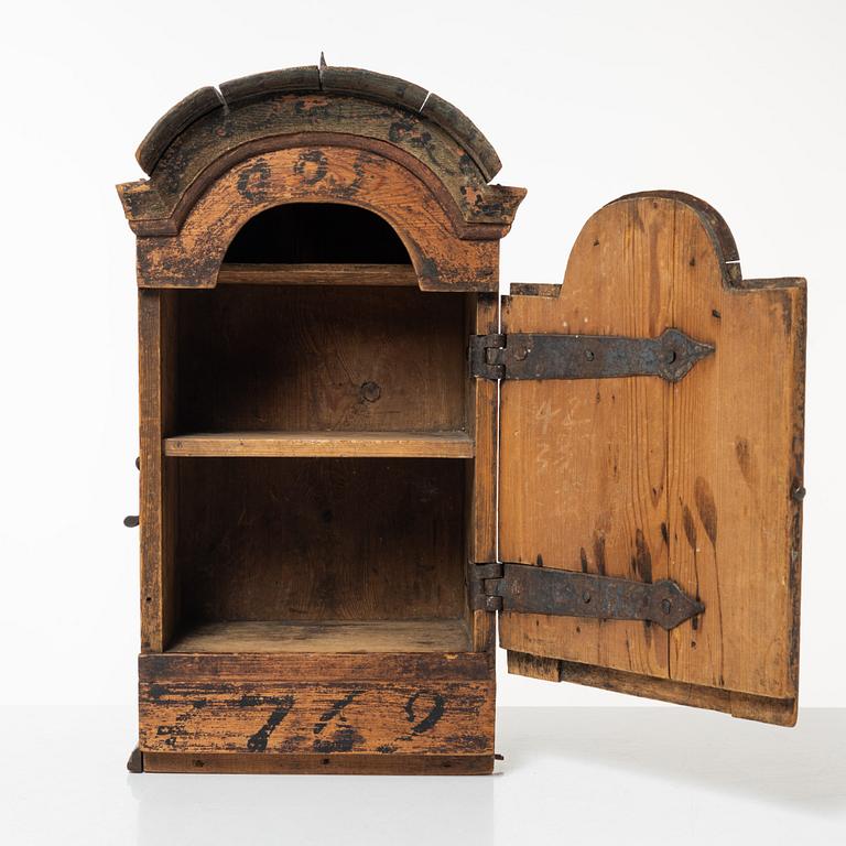 A wall cabinet, West Swedish folk art, 18th century.