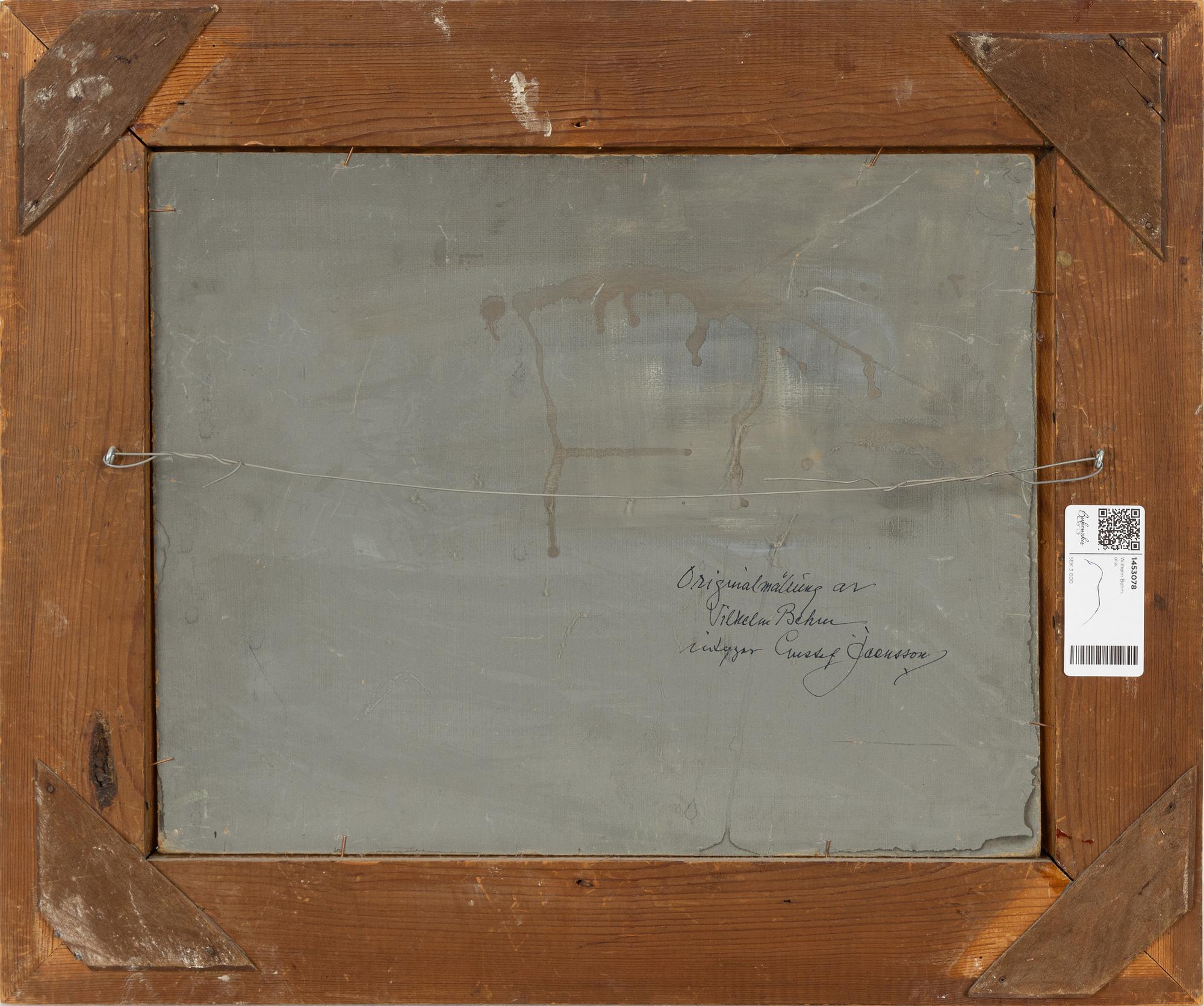 Wilhelm Behm, attributed to, oil on canvas/panel.