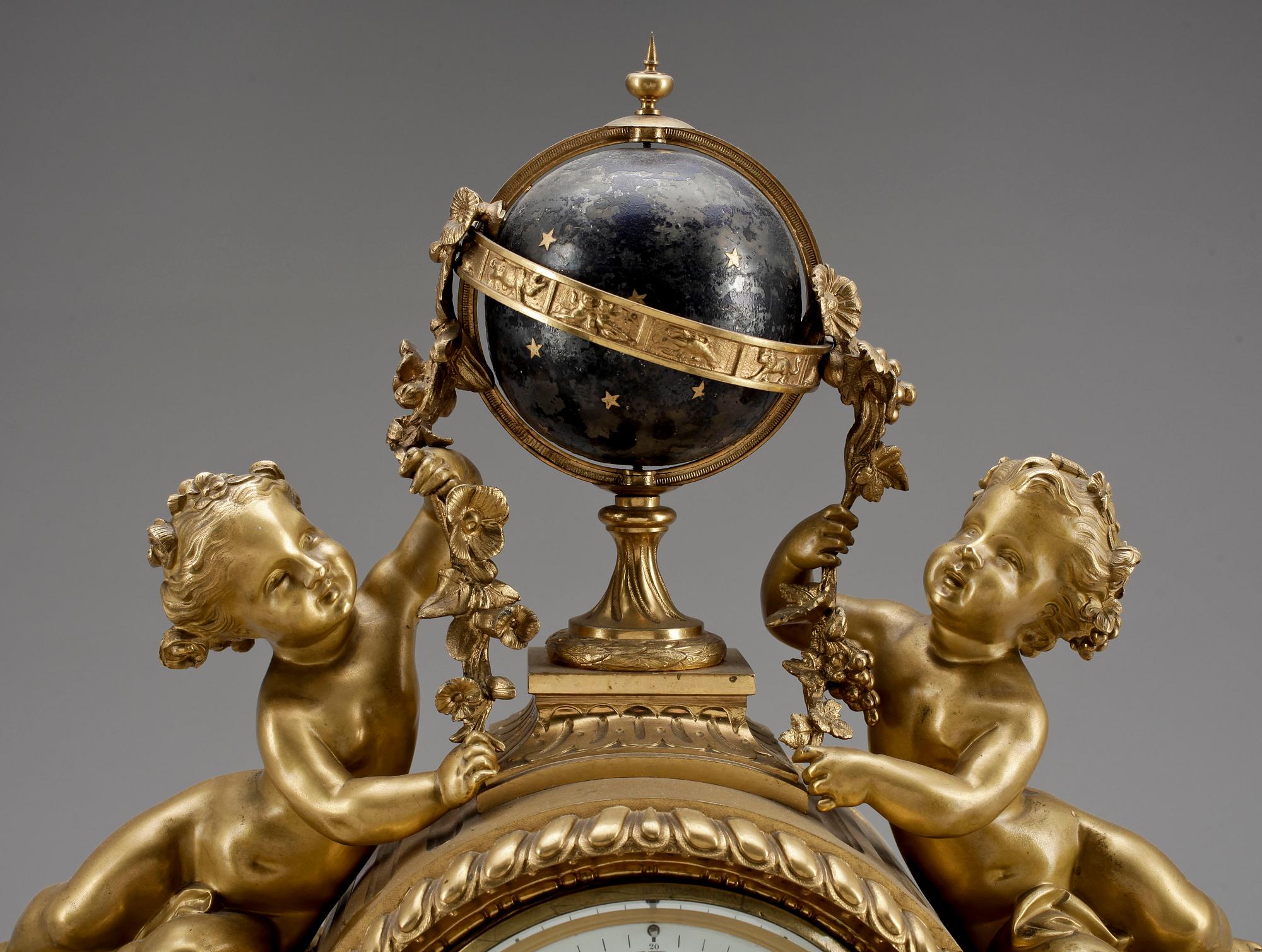 BORDSPENDYL, brons, Le Roy et Fils, Frankrike, 1800-talets andra hälft.