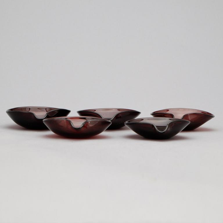 SKÅLAR, 5 st, Kaj Franck, Iittala, signerade.