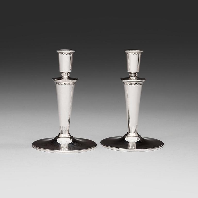 A pair of Atelier Borgila sterling candlesticks, Stockholm 1934.