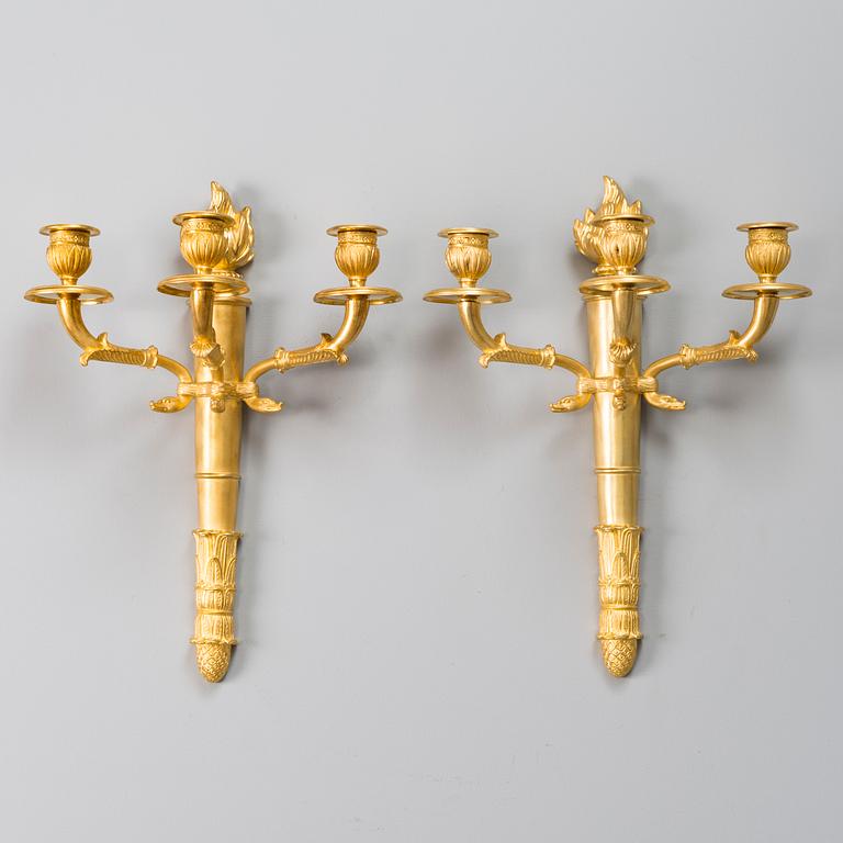 VÄGGAPPLIQUER, ett par, empire, 1800-talets slut.