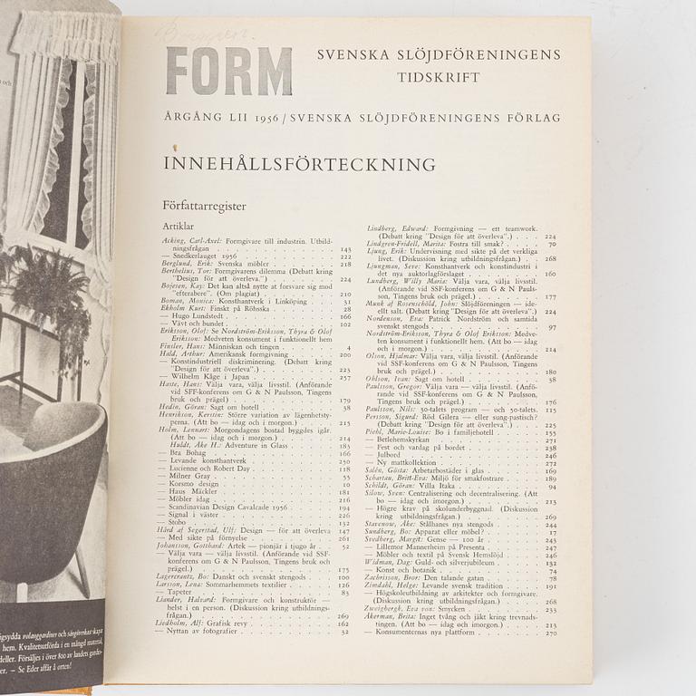 Svenska Slöjdföreningens Tidskrift, 9 volumes, 1955-1963.