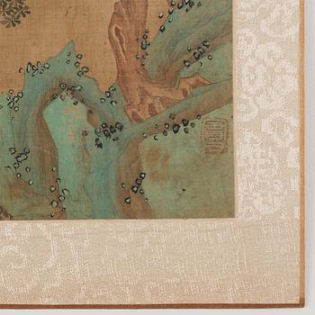 Two album pages, ink and colour on silk, Qing dynasty, 18th century.