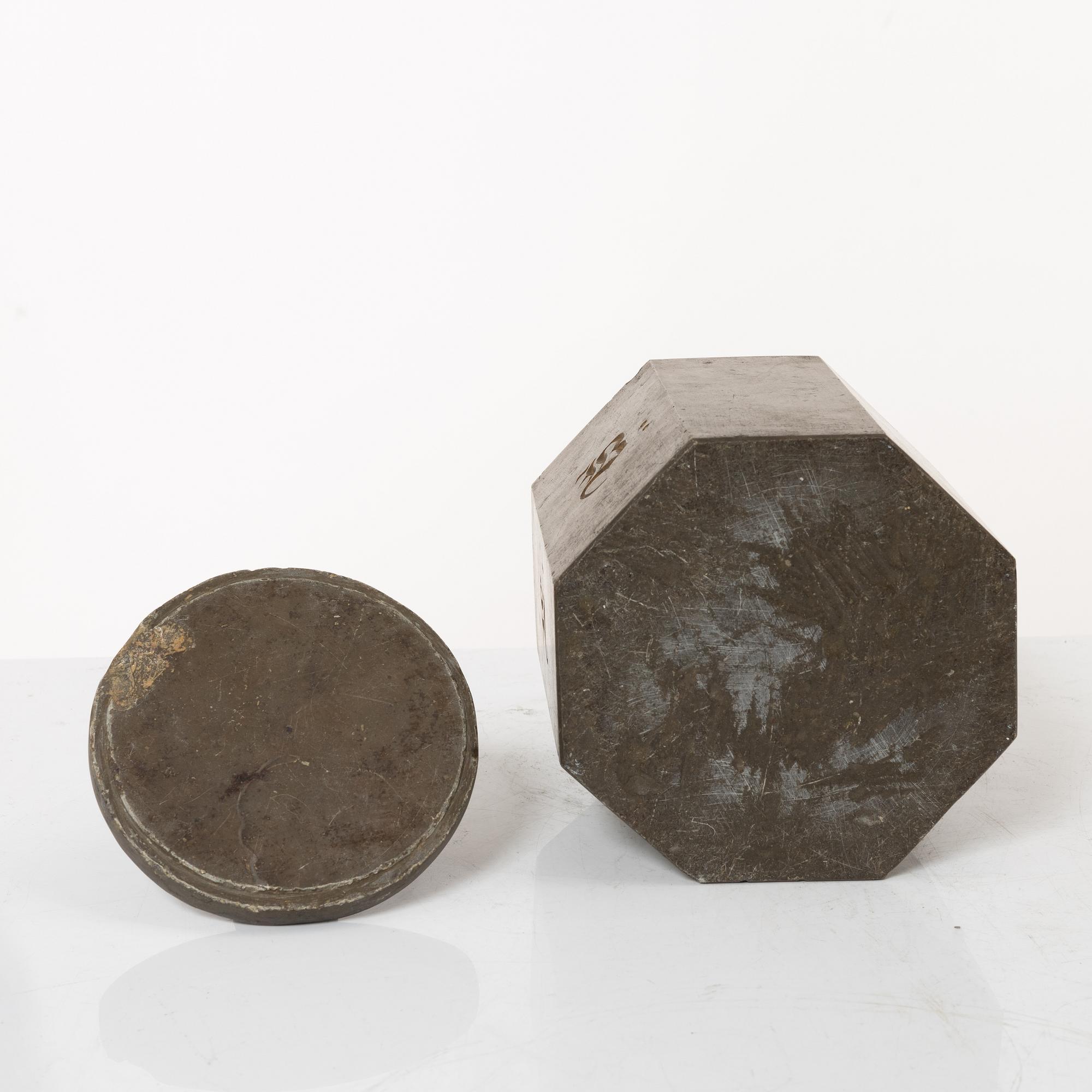 A Swedish limestone tobacco jar, mid 19th century.