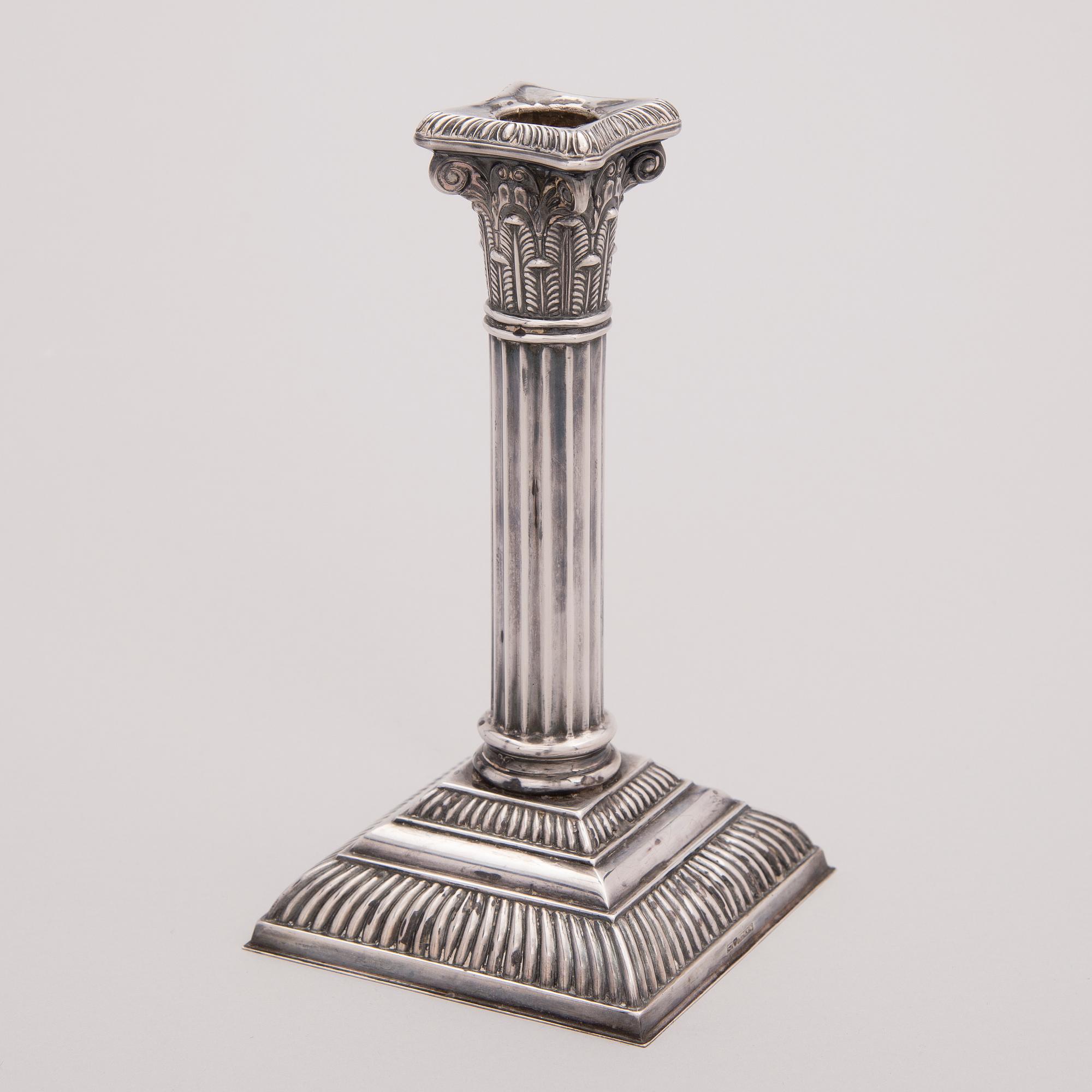 A Finnish Silver Candlestick, marks of Auran kultaseppä, Turku 1969.