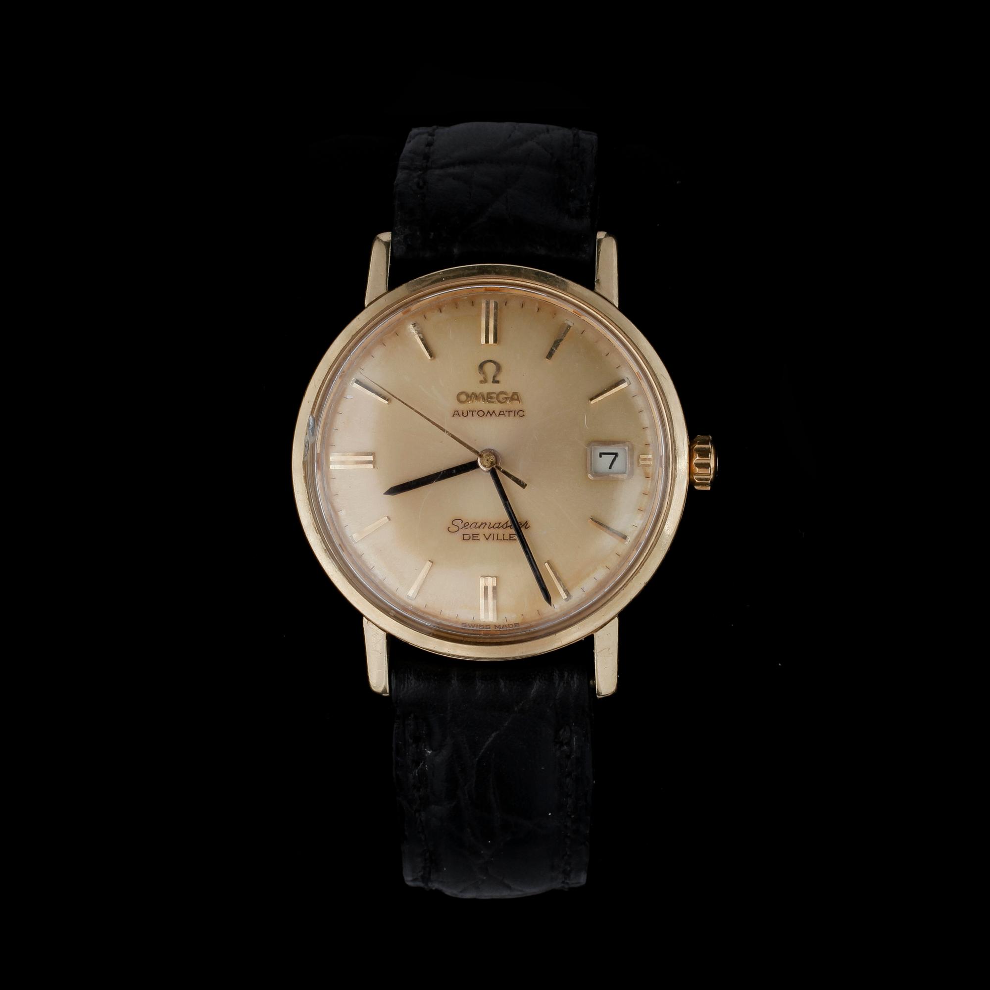 HERRARMBANDSUR, 18k guld, Omega Seamaster Deville. 1960-70-tal.