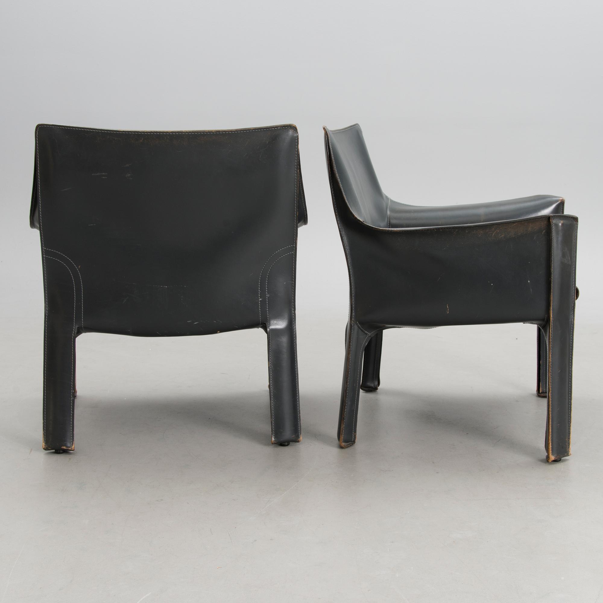 A pair late 20th century '414 Cab' chairs by Cassina, Italy.
