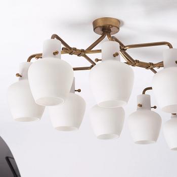 Hans Bergström, a rare and monumental ceiling lamp, ateljé Lyktan, Sweden, 1940-50s.