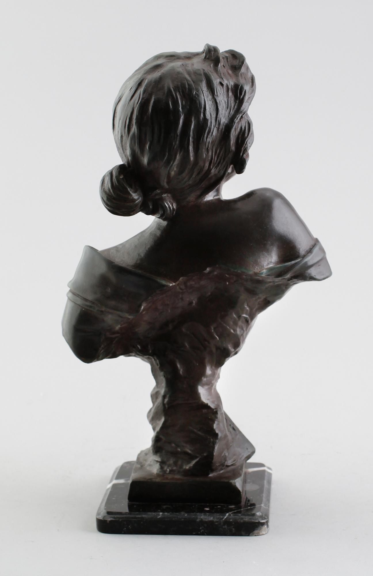 EMMANUEL VILLANIS, skulptur, brons, "Seule!", signerad, Frankrike, 1900-talets första hälft.