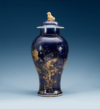 1434. A large powder blue jar with cover, Qing dynasty, (1736-95).