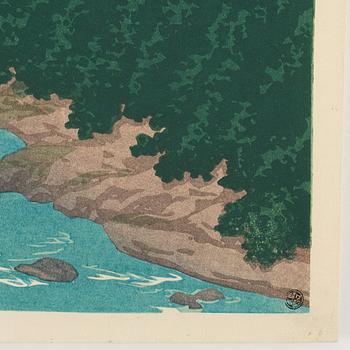 KAWASE HASUI (1883-1957), färgträsnitt. Japan, "Souvenirs of Travel II".