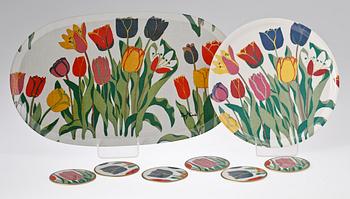 BRICKOR, 2 st samt GLASUNDERLÄGG, 6 st, Josef Frank, Svenskt Tenn.