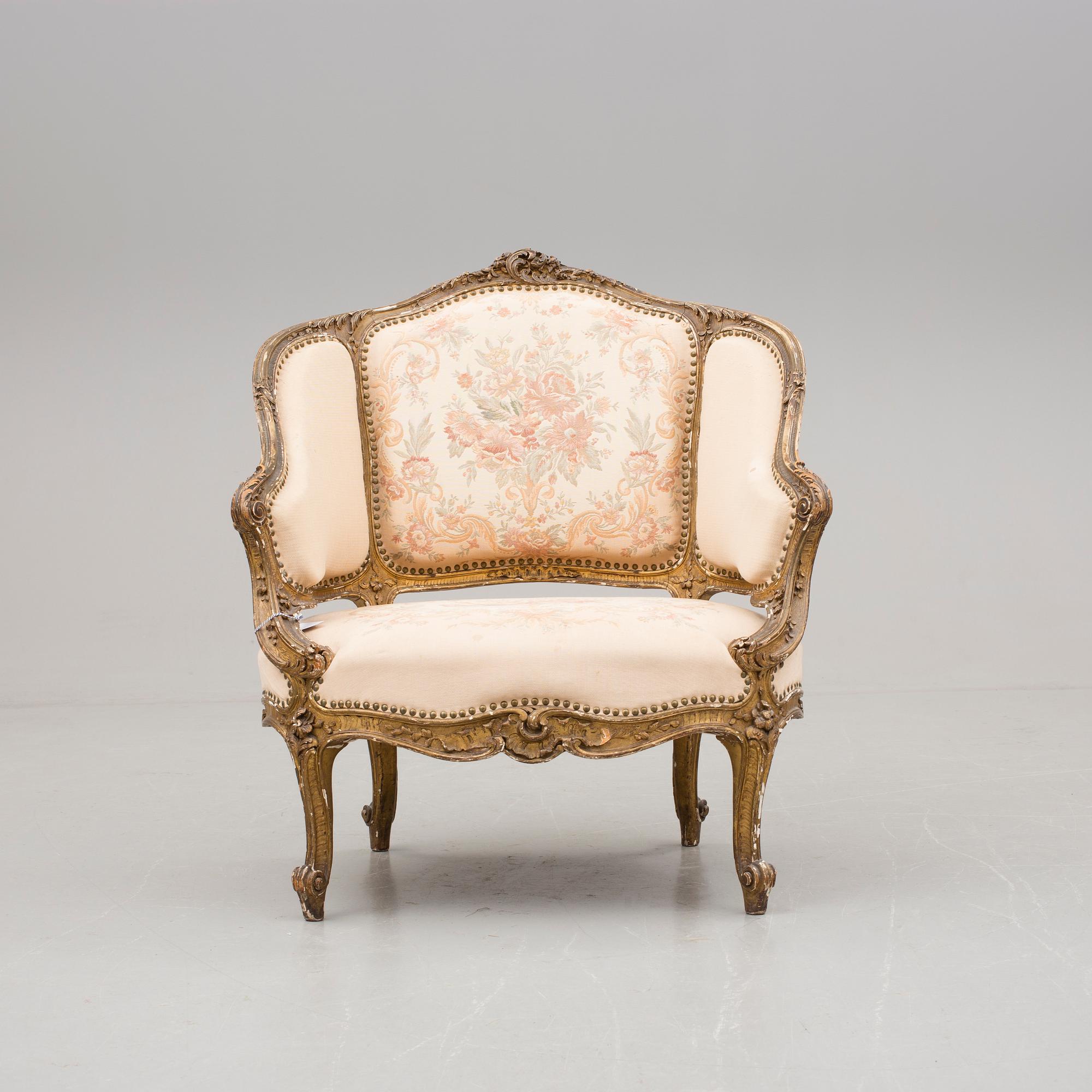 FÅTÖLJ, Louis XVI-stil, sent 1800-tal.