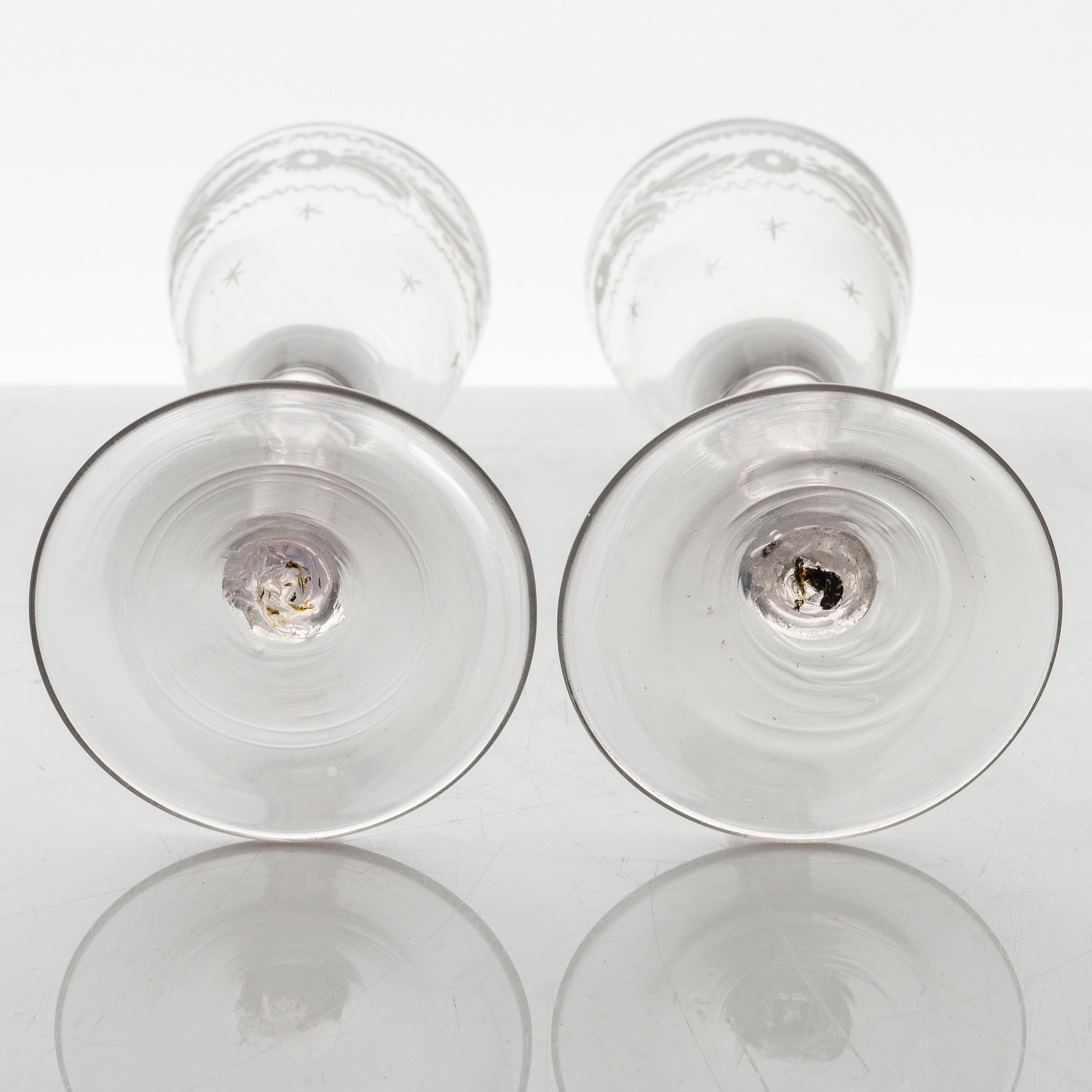 Spetsglas, ett par, Sverige, omkring år 1800.