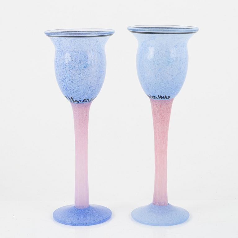 Ulrica Hydman-Vallien, eight glasses, 'Dear', Kosta Boda.