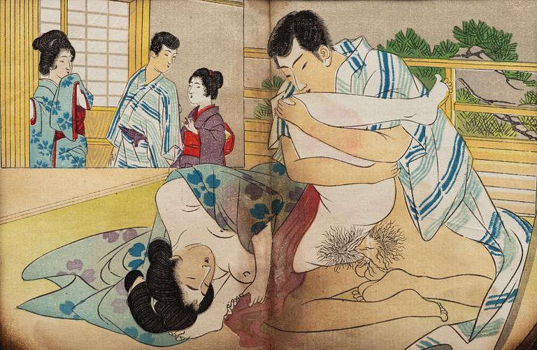 Unidentified artist, Shunga motif, Japan, first half of the 20th century.