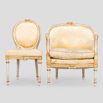 An 8-piece Gustavian style furniture set, late 19th century.