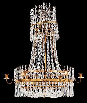 A late Gustavian circa 1800 six-light chandelier.