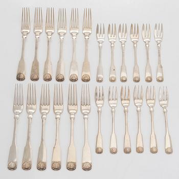 A 124-piece set of Danish silver cutlery, maker's mark of K. C. Hermann, Copenhagen,  1914-36, main part marked in 1914.