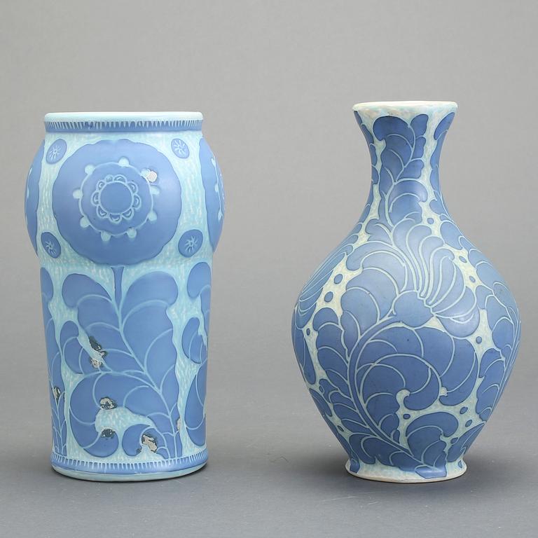 VASER, 2 st, flintgods, Josef Ekberg, Gustavsberg 1918.