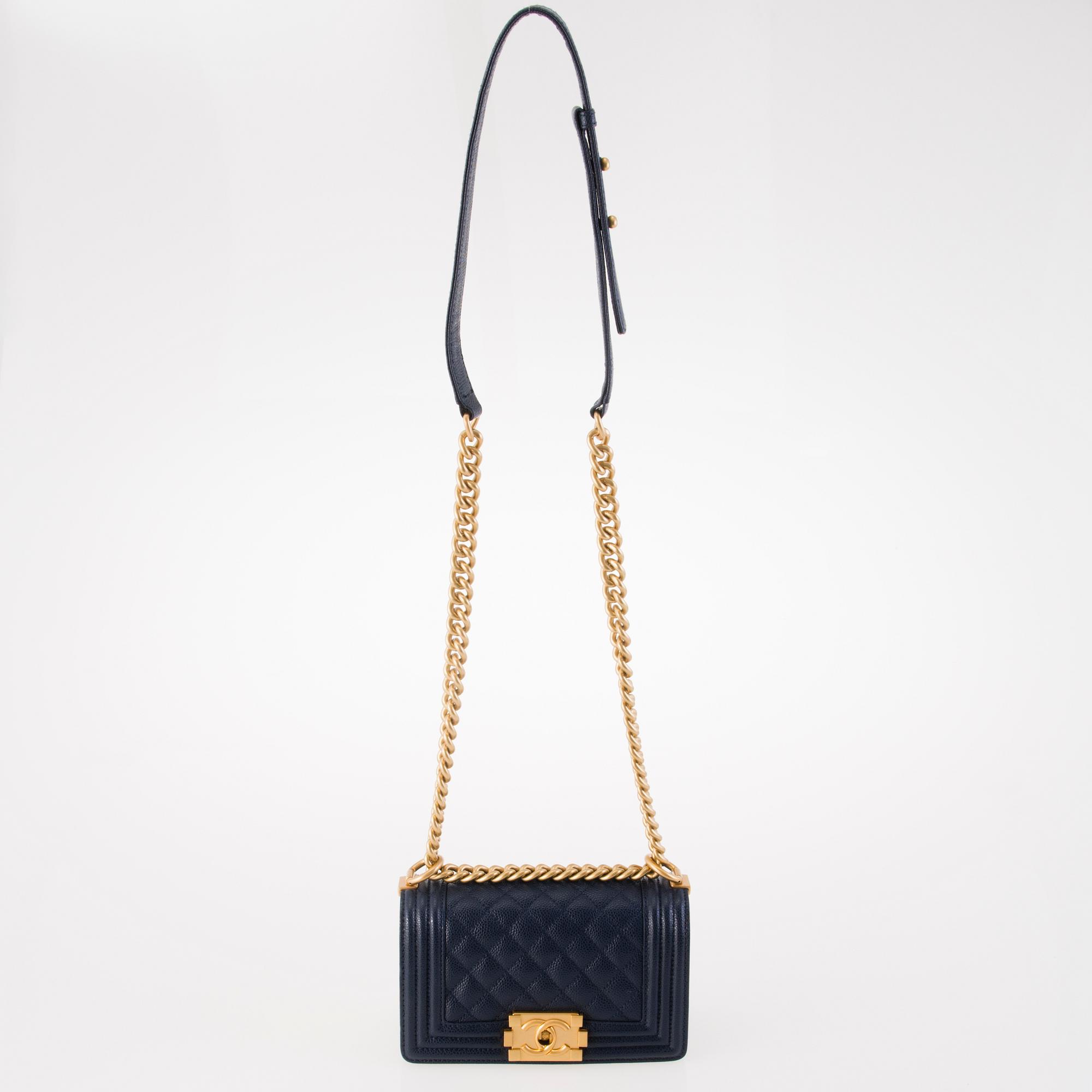 CHANEL Blue Caviar Small Boy Bag.