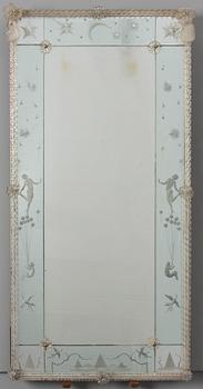 SPEGEL, glas, venetiansk stil, 1900-talets mitt.