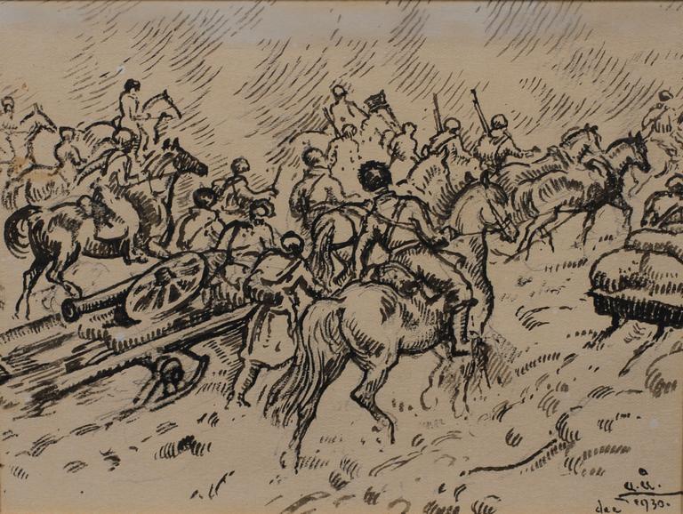 ACKE ÅSLUND, tuschteckningar, 4 st. Varav tre sign och dat 1930.