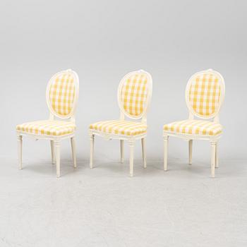 Three gustavian style chairs, circa 1900.