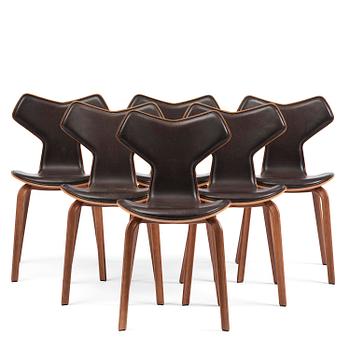 79A. Arne Jacobsen, a set of six "Grand Prix" dining chairs, Fritz Hansen, 2021.