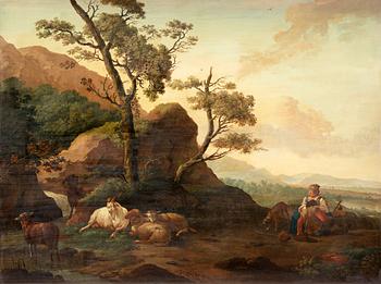 Karel Dujardin, Pastoralt landskap med herdinna och boskap.