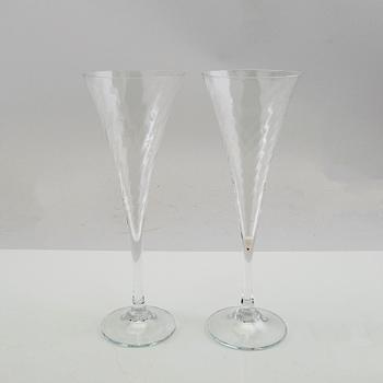 Gunnar Cyrén, champagne glasses 19 pcs "Helena", Orrefors second half of the 20th century.