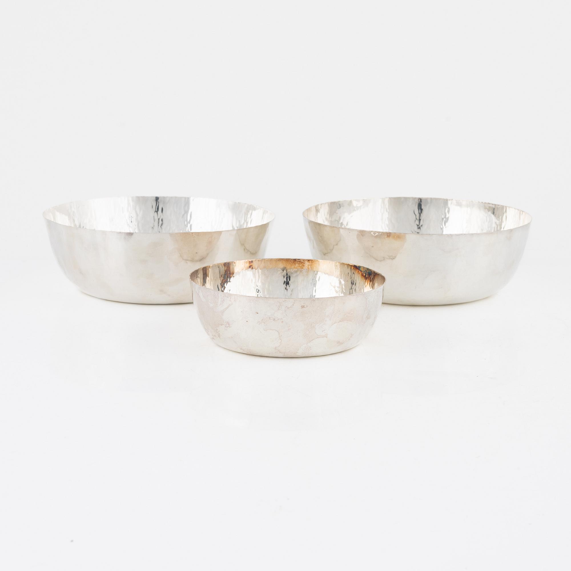 Eric Löfman, skålar, 3 st, silver, MGAB, Uppsala, 1972-76.