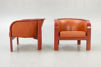 Armchairs, 2 pcs, 'Barbro', leather, by Björn Hultén for Gärsnäs, second half of the 20th century.