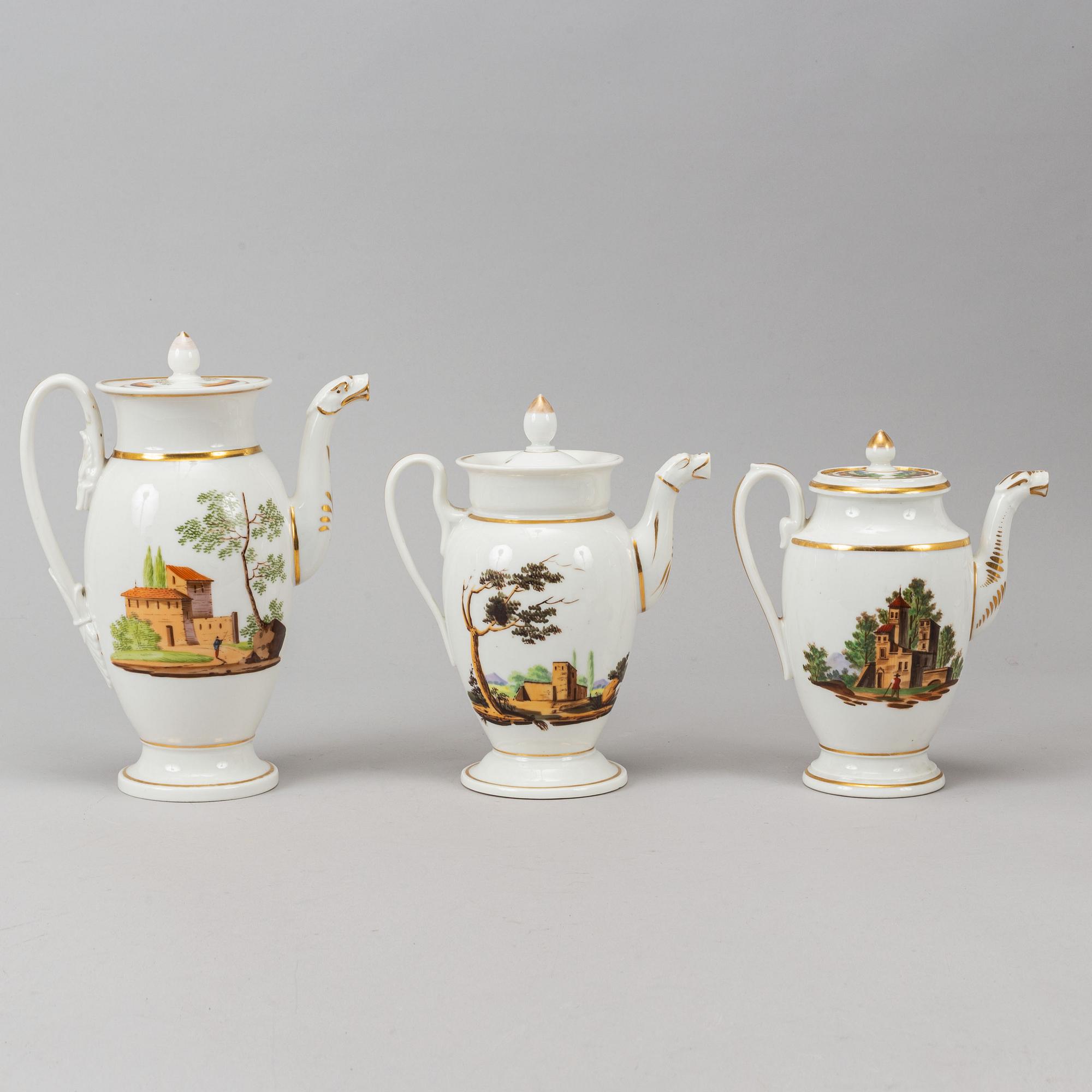 A French part coffee and tea service, empire, early 19th century (18 pieces).