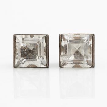 Wiwen Nilsson, Earrings, a pair, silver with rock crystal.