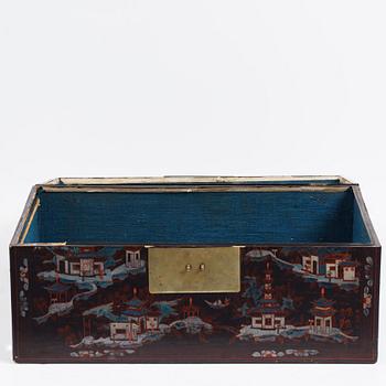 Two Chinese lacquered chests, Qing dynasty, 19th Century.