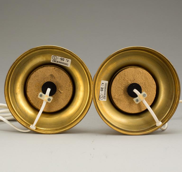 BORDSLAMPOR, ett par. Gyllbrinks el. 1960-tal.