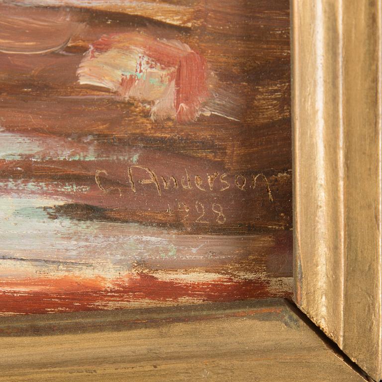CARL ANDERSSON, olja på pannå, signerad C; Anderson och daterad 1928.