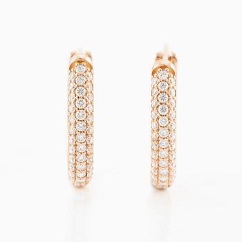 Örhängen, kreoler, 18K guld med briljantslipade diamanter.