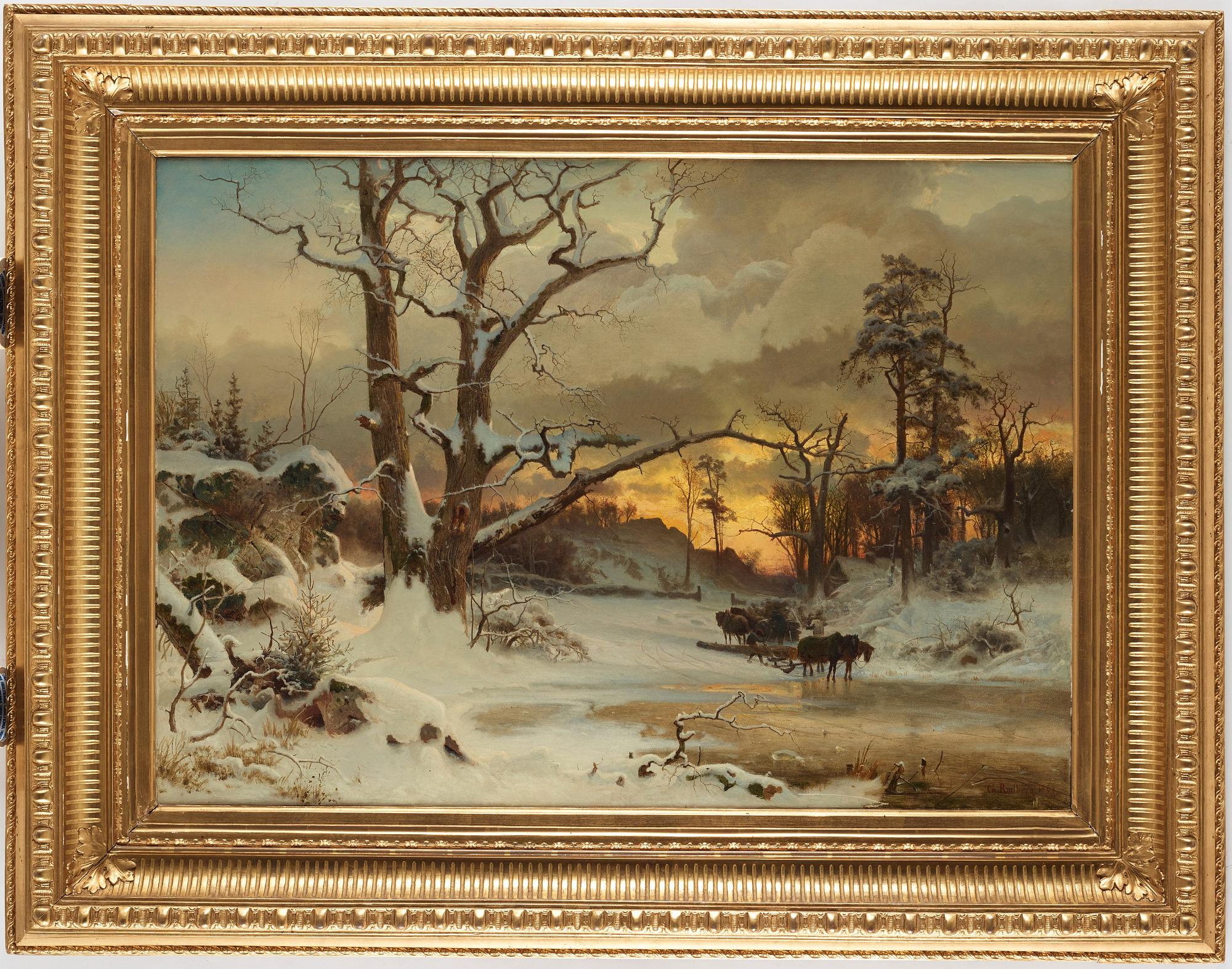 Gustaf Rydberg, "Vinterstycke, solnedgång" (Winter scene, sunset).