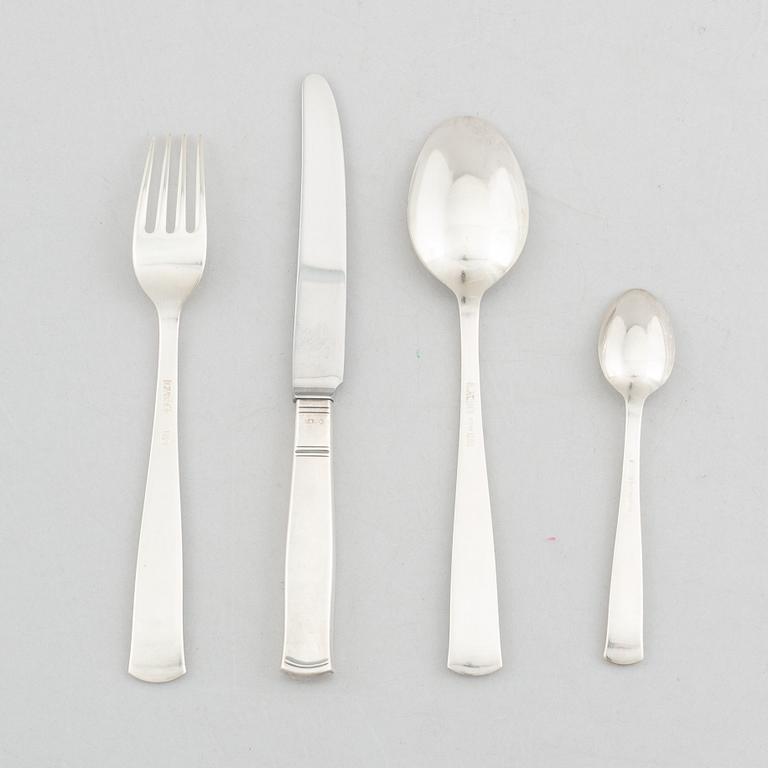 Jacob Ängman, an 44-piece silver cutlery, model 'Rosenholm', GAB, Stockholm, including 1965.